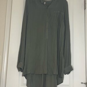 Free People Sage Green Textured Top